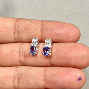 Tanzanite Diamond Earrings | 14K White Gold Oval Studs — 1.08–1.50 Ct Gemstone Jewelry