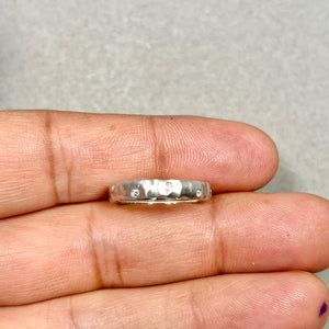 Diamond Wedding Ring | 14K White Gold Bezel Set Band — Minimalist Everyday Bridal Jewelry Gift Ring Size 7