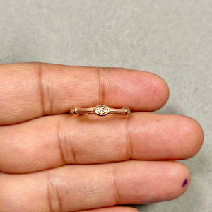 Diamond Wedding Ring | 14K Rose Gold Minimal Band — Delicate Stackable Bridal Anniversary Gift Ring Size 7