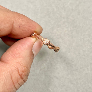 Diamond Wedding Ring | 14K Rose Gold Prong Set Band — Minimalist Bridal Anniversary Gift for Her Ring Size 7