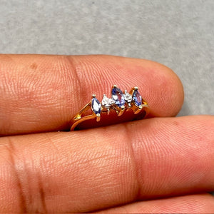Tanzanite Diamond Ring: 14K Yellow Gold Gemstone Fashion Ring, Size 5.5