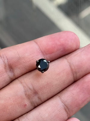 2.00 Ct Black Diamond Men's Stud Earrings 6.2-8.6mm AA EGL USA Certified 14K Blackened White Gold Luxury Jewelry