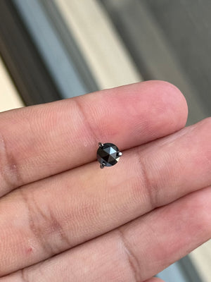 3/4 Ct Black Diamond Men's Stud Earrings 5.4-6mm AA Round Rose Cut 14K Blackened White Gold