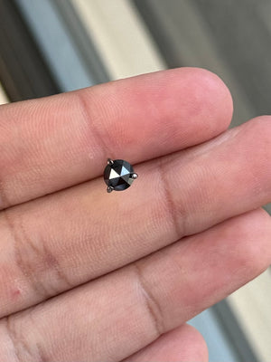 3/4 Ct Black Diamond Men's Stud Earrings 5.4-6mm AA Round Rose Cut 14K Blackened White Gold