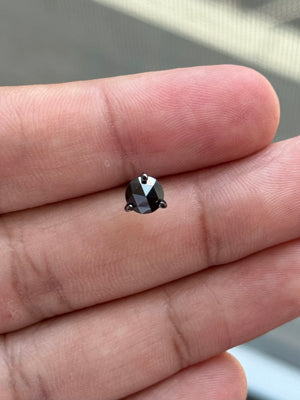 3/4 Ct Black Diamond Men's Stud Earrings 5.4-6mm AA Round Rose Cut 14K Blackened White Gold