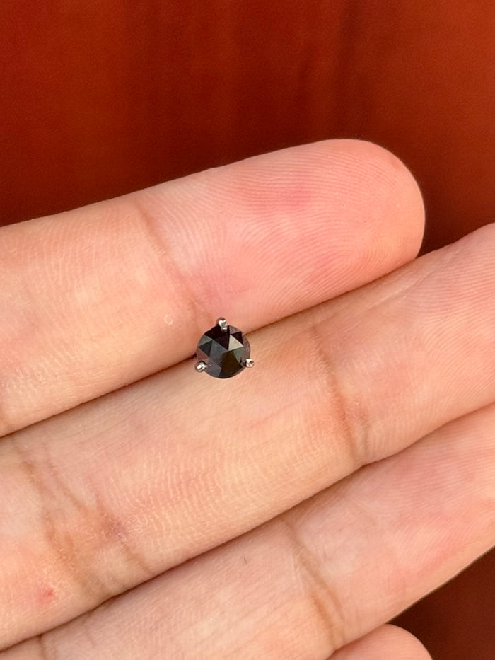 1/2 Ct Black Diamond Men's Stud Earrings 5.4-5.5mm AAA Round Rose Cut 14K Blackened White Gold