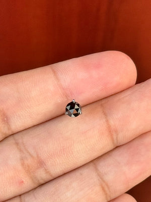 1/2 Ct Black Diamond Men's Stud Earrings 5.4-5.5mm AAA Round Rose Cut 14K Blackened White Gold