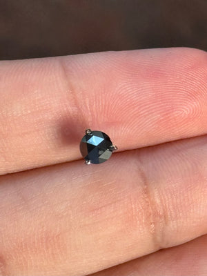 1/2 Ct Black Diamond Men's Stud Earrings 5.4-5.5mm AAA Round Rose Cut 14K Blackened White Gold