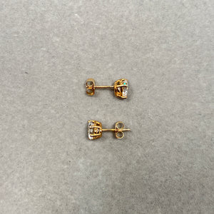 14K Yellow Gold Heart Cut Cubic Zirconia Stud Earrings