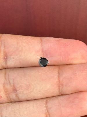 3/4 Ct Black Diamond Men's Stud Earrings 5.3-6mm AAA Round 14K Blackened White Gold