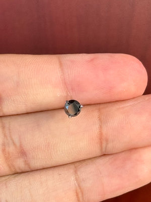 3/4 Ct Black Diamond Men's Stud Earrings 5.3-6mm AAA Round 14K Blackened White Gold