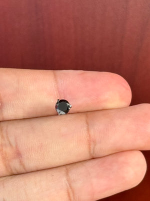 3/4 Ct Black Diamond Men's Stud Earrings 5.3-6mm AAA Round 14K Blackened White Gold