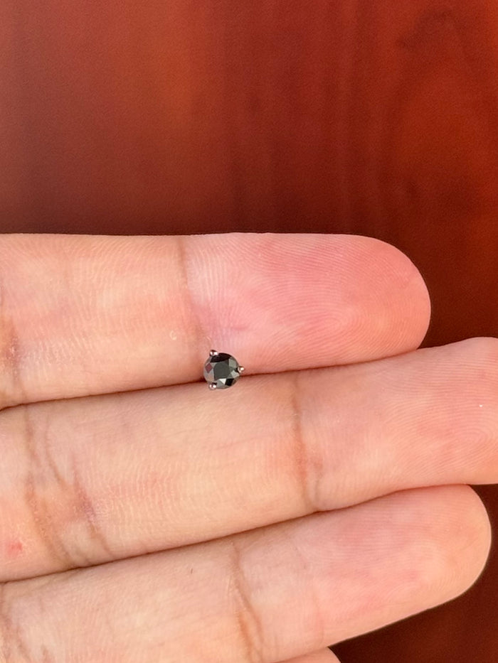 3/8 Ct Black Diamond Men's Stud Earrings 3.5-4mm AAA Round 14K Blackened White Gold