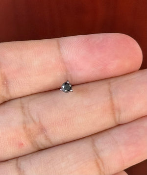 1/4 Ct Black Diamond Men's Stud Earrings 3.7-3.9mm AAA Round 14K Blackened White Gold