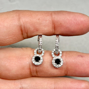 Black Diamond Earrings | 14K White Gold White Diamond Accent — Statement Fashion Gift for Her