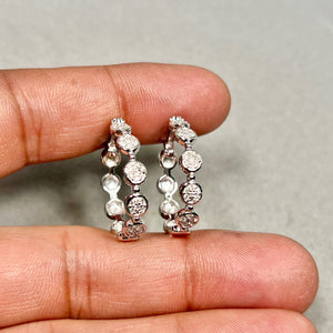 Diamond hoop earrings in 14K white gold with prong setting everyday sparkle jewelry