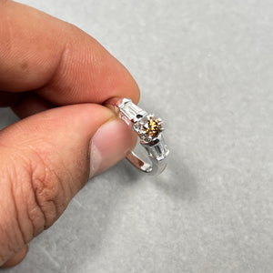 Chocolate Diamond Ring: 14K White Gold, Baguette Accents, Size 7.5