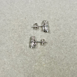 Cubic Zirconia Diamond Earrings | 14K White Gold Oval Studs — Elegant Everyday Jewelry
