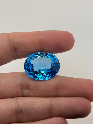 Swiss Blue Topaz Oval 53.81 Ct AAA Loose Gemstone | Large Blue Topaz 26.5x21mm | Statement Jewelry, Pendant Stone Gift