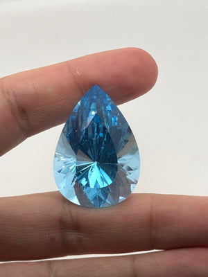 Swiss Blue Topaz Pear 130.20 Ct AAA Loose Gemstone | Huge Blue Topaz 40x27mm | Statement Pendant Ring Collector Stone Gift