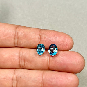 Swiss Blue Topaz Stud Earrings | 14K White Gold Oval 9x7 mm — 3.85–4.97 Ct Gemstone Jewelry