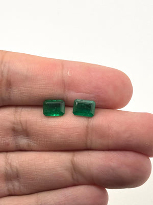 Natural Emerald Pair 2.97 Ct Emerald Cut AA+ Loose Gemstones | Matching 8x6mm Green Emeralds | Earrings Jewelry Making