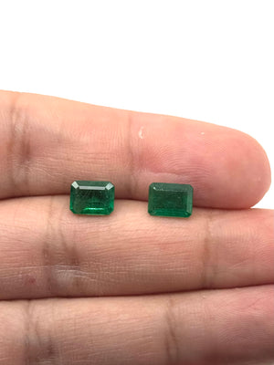 Natural Emerald Pair 2.94 Ct Emerald Cut AA+ Loose Gemstones | Matching 8x6mm Green Emeralds | Earrings Jewelry Making