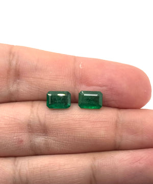 Natural Emerald Pair 2.96 Ct Emerald Cut AAA Loose Gemstones | Matching 8x6mm Green Emeralds | Earrings Jewelry Making