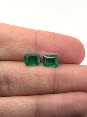 Natural Emerald Pair 2.76 Ct Emerald Cut AAA Loose Gemstones | Matching 8x6mm Green Emeralds | Earrings Jewelry Making