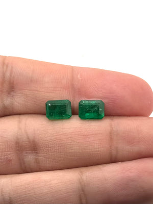 Natural Emerald Pair 3.55 Ct Emerald Cut AA+ Loose Gemstones | Matching 8x6mm Green Emeralds | Earrings Jewelry Making