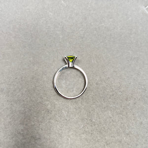 Princess Cut Peridot Ring: 14K White Gold Solitaire, Size 6.5