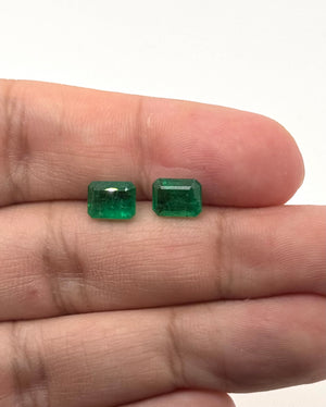 Natural Emerald Pair 3.32 Ct Emerald Cut AA+ Loose Gemstones | Matching 8x6mm Green Emeralds | Earrings Jewelry Making