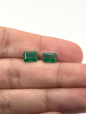 natural emerald pair emerald cut 3.32 carat 8x6x4mm loose gemstones