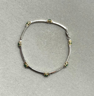 Emerald & Diamond Bracelet – 1.74 Ct Natural Emerald with 0.07 Ct Diamonds in 14K Two-Tone Gold | Fine Gemstone Bracelet