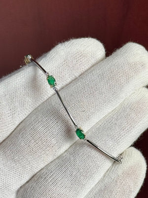 Emerald & Diamond Bracelet – 1.74 Ct Natural Emerald with 0.07 Ct Diamonds in 14K Two-Tone Gold | Fine Gemstone Bracelet