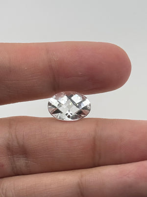 white topaz oval checker cut 14x10mm loose gemstone