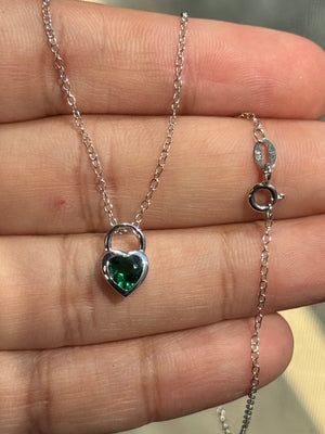 0.69–0.97 Ct Lab-Created Emerald Heart Solitaire Pendant in Sterling Silver – 6 mm AAA Quality Emerald Necklace, Gift for Her