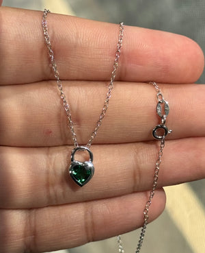 0.69–0.97 Ct Lab-Created Emerald Heart Solitaire Pendant in Sterling Silver – 6 mm AAA Quality Emerald Necklace, Gift for Her