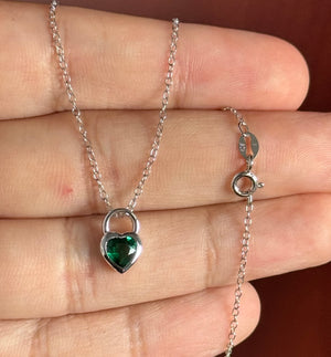 0.69–0.97 Ct Lab-Created Emerald Heart Solitaire Pendant in Sterling Silver – 6 mm AAA Quality Emerald Necklace, Gift for Her