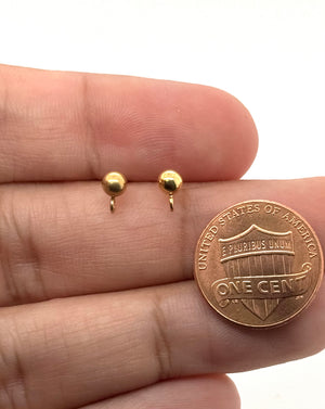 3.9mm 14K Yellow Gold Ball Earrings with Jump Ring