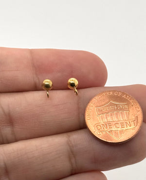 3.9mm 14K Yellow Gold Ball Earrings with Jump Ring