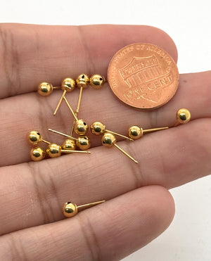 14K Yellow Gold Ball Stud Earrings Closeout | Gold Earring Findings (15 pcs)