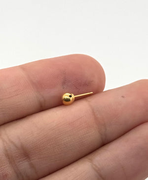 14K Yellow Gold Ball Stud Earrings Closeout | Gold Earring Findings (15 pcs)
