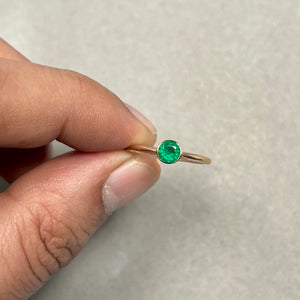 Emerald Solitaire Ring | 14K Yellow Gold Bezel Set — Engagement or Anniversary Gift for Her Ring Size 7.5