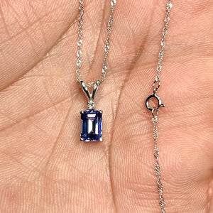 Tanzanite Pendant Necklace | 14K White Gold Diamond Accent — Elegant Anniversary Gift for Her