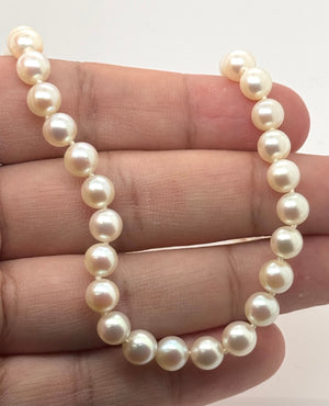 Akoya pearl necklace 17 inch freshwater pearl strand with 14k yellow gold clasp classic jewelry gift for women