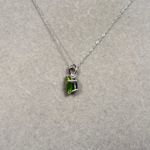 1.72–2.08 Cts Peridot Solitaire Pendant in 14K White Gold | Natural Princess-Cut Peridot Necklace, August Birthstone Jewelry