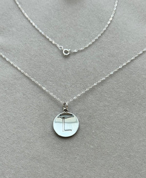 L- Initial Gold Pendant in 14K White Gold – Minimalist Initial Necklace, Dainty Everyday Pendant Jewelry Gift