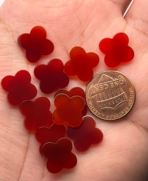 Natural Agate Red Four Leaf Clover Gemstone – 1pc-10pcs for Custom Jewelry, Earrings, Pendants – Available in 14mm