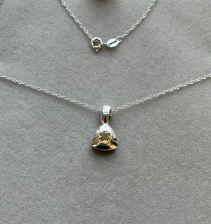 0.39 Ct Round Citrine Pendant in Sterling Silver – 5mm AA Solitaire Birthstone Necklace, November Jewelry Gift